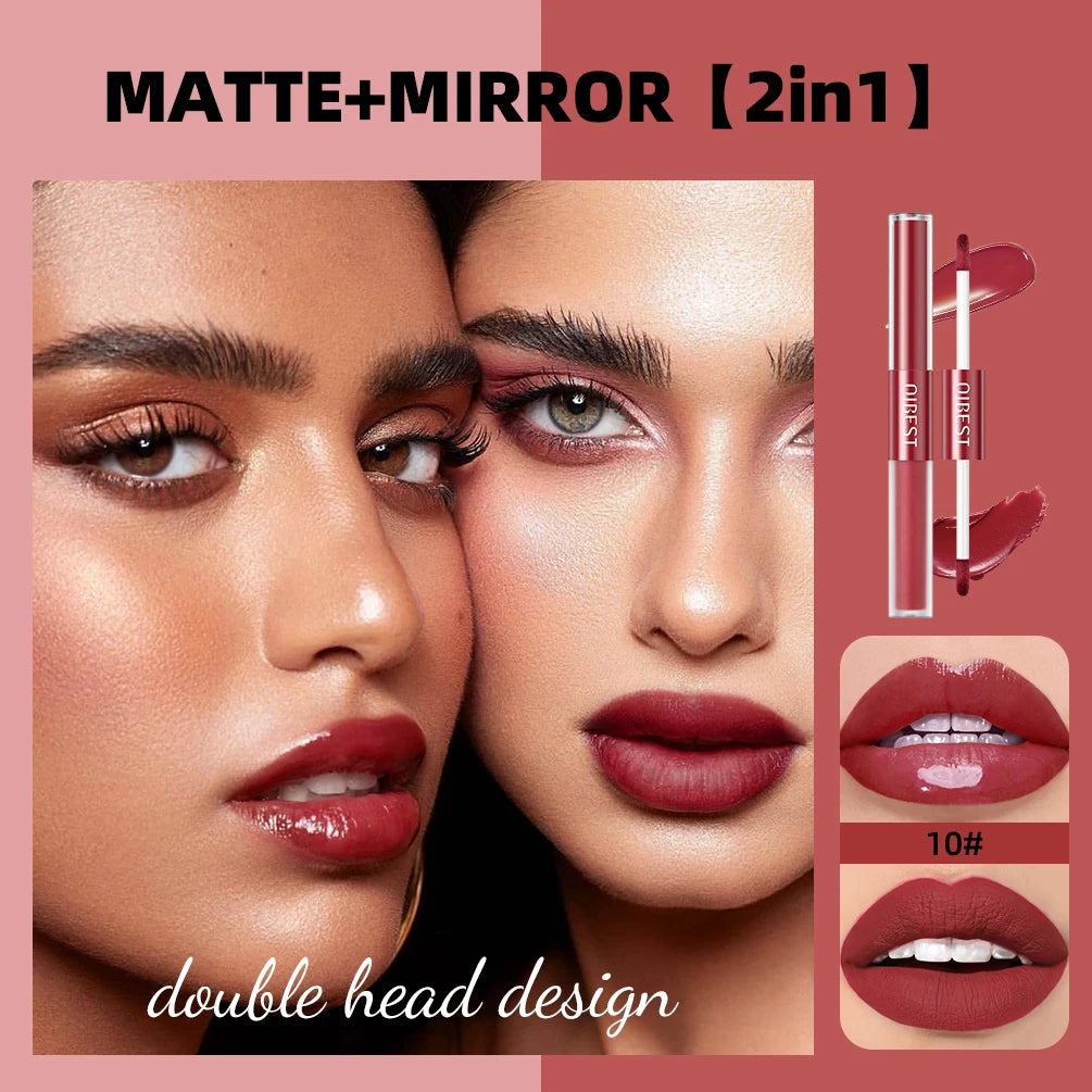 QIBEST 2in1 Matte &amp; Glossy Lipstick - Long Lasting, Waterproof