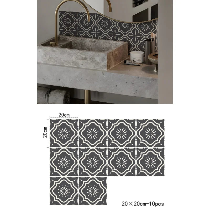 Tile Stickers for Home Decor, 3 color Star Vinyl Decals, Self Adhesive Decal, Kitchen Backsplash, Modern Midcentury Style