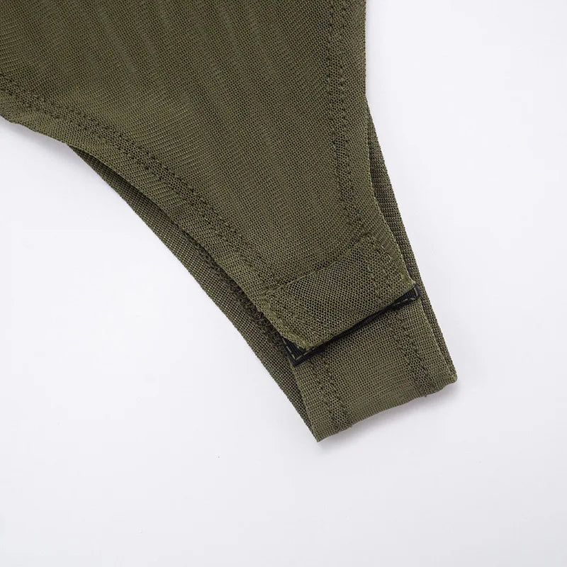 Nsauye Sexy Tights Long Sleeve High Waist Hollow Out Night Club Fashion Women Bodysuit Tops Y2K One Pieces Skinny Rompers 2025