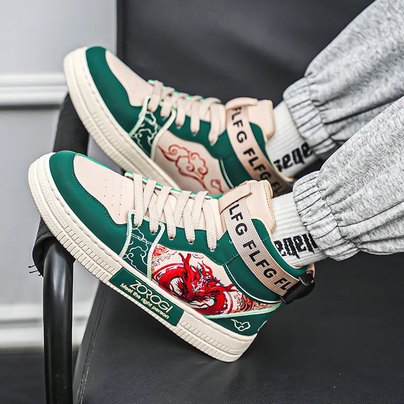 High-end Men's Sneakers with Fashionable Printed Patterns