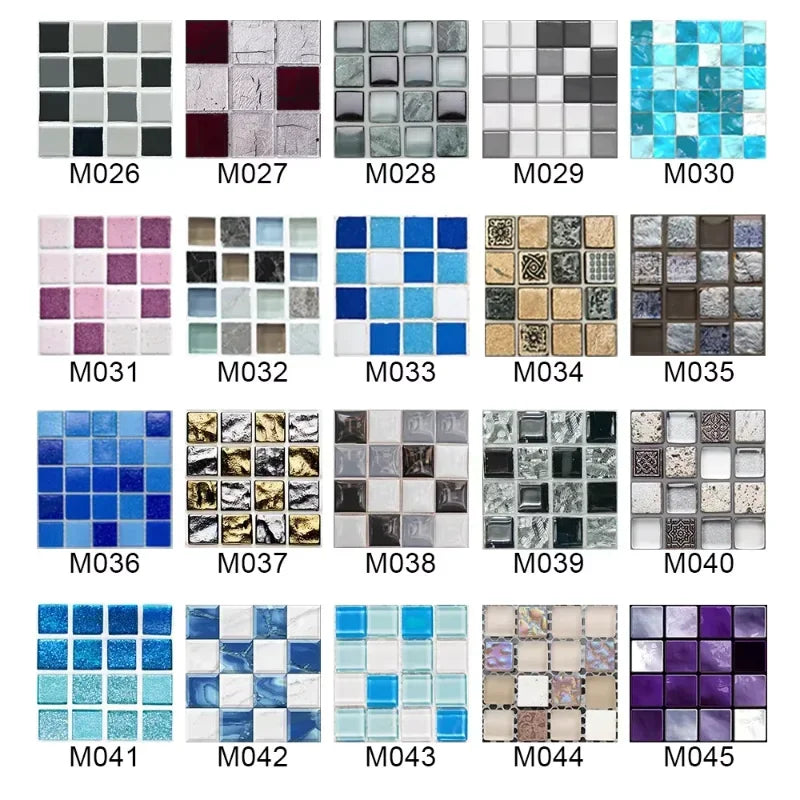 10pcs/set Marble Mosaic Tiles Wall Sticker Transfers Flat Covers for Kitchen Bathroom Stitching Stickers Self-adhesive Removable