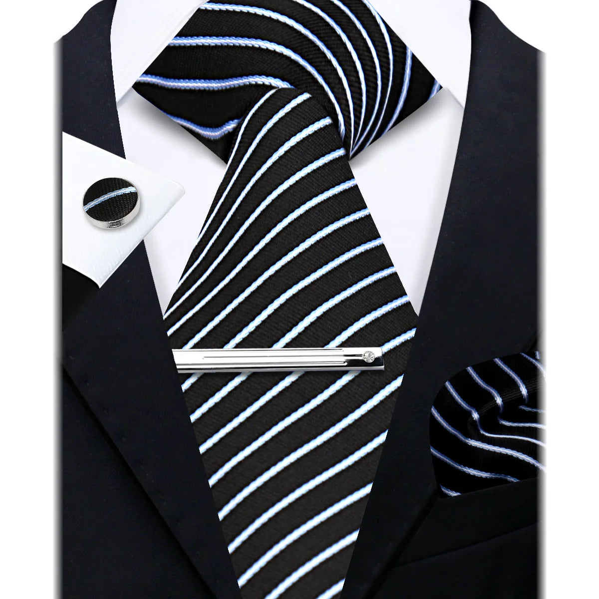 Bộ Cà Vạt Lụa Nam Cao Cấp Kèm Khăn & Măng Sét