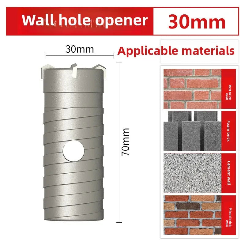 Wall hole opener drill bit impact drill set for drilling brick walls, air conditioning, concrete, and expanding water pipes.