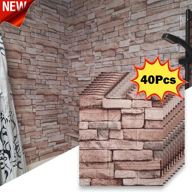 Giấy Dán Tường Gạch Giả Chống Ẩm 40 Tấm 38.5x35cm - Daisan Mart