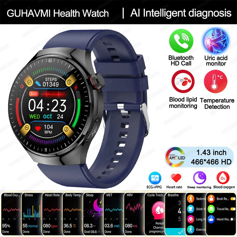 2025 Medical Smartwatch: Oxygen, Fat, ECG+PPG Measurement
