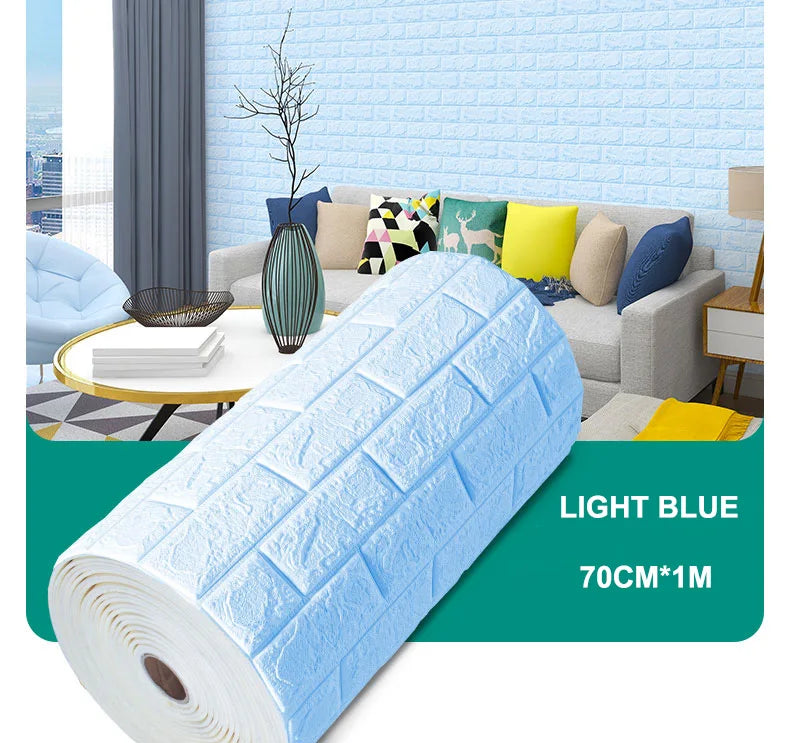 Giấy Dán Tường 3D Chống Thấm Hoa Văn Gạch 70cm*10m