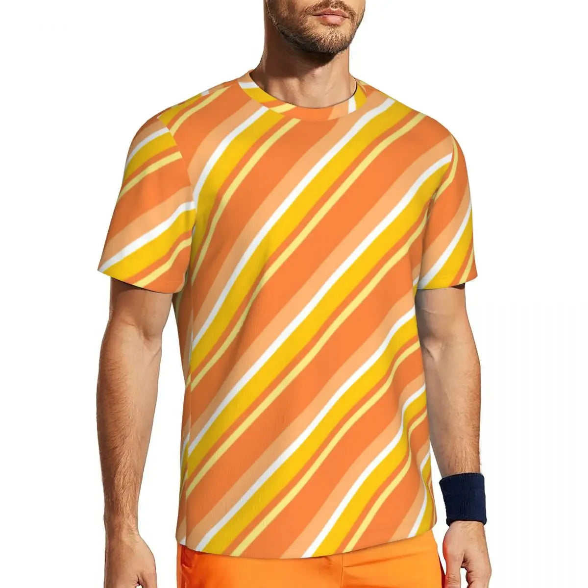 Stylish Mondrian Striped Men's Gym T-Shirt