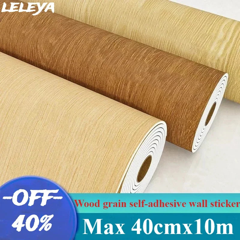Max 40cmx10m Wood Grain Peel and Stick Thick Floor Tiles SXP Wallpaper Waterproof Vinyl Wood Flooring Mould Proof