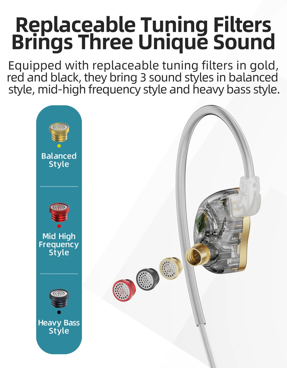 Rosewood Headphones NX7MK4 HIFI 7 Drivers Replace Sound Filter