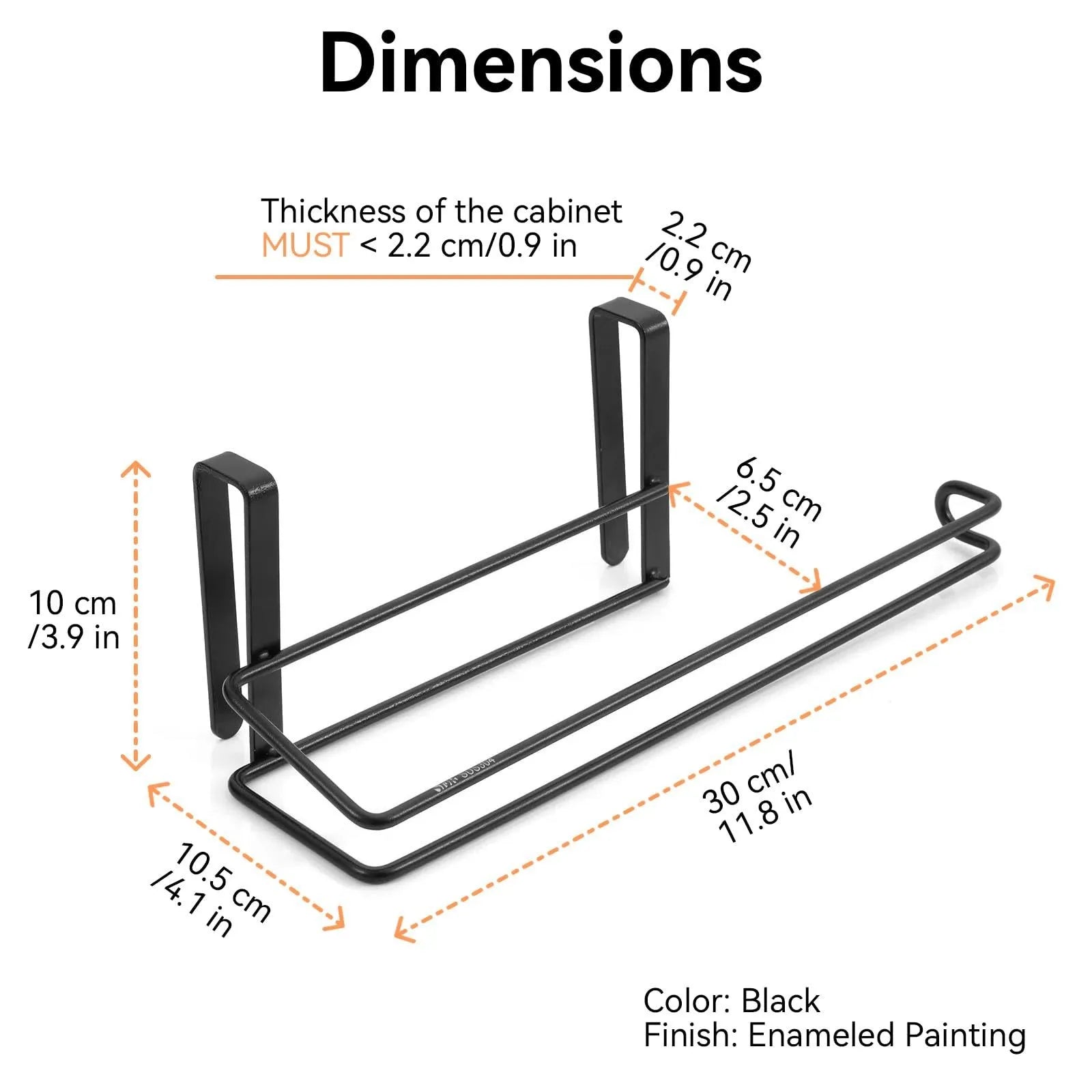 Black Cabinet Door Paper Towel Holder Kitchen Cabinet Seamless  Paper Towel Holder Metal Crafts Punch-Free Easy To Install - Daisan Mart