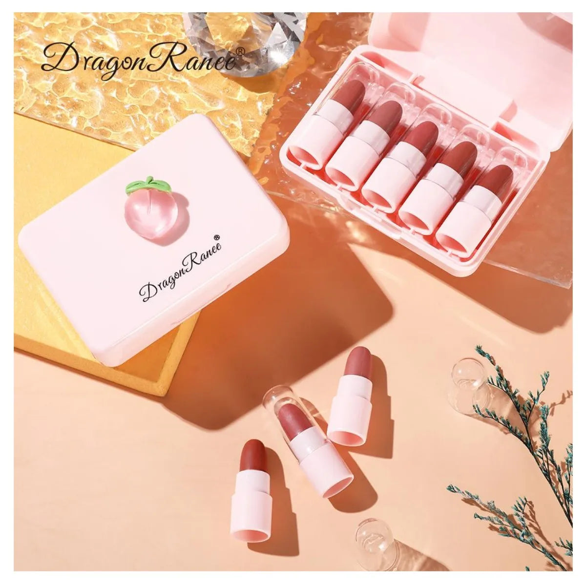 Bộ 5 Son Lì Lâu Trôi, Mịn Môi, Mùi Trái Cây Nhẹ - Daisan Mart