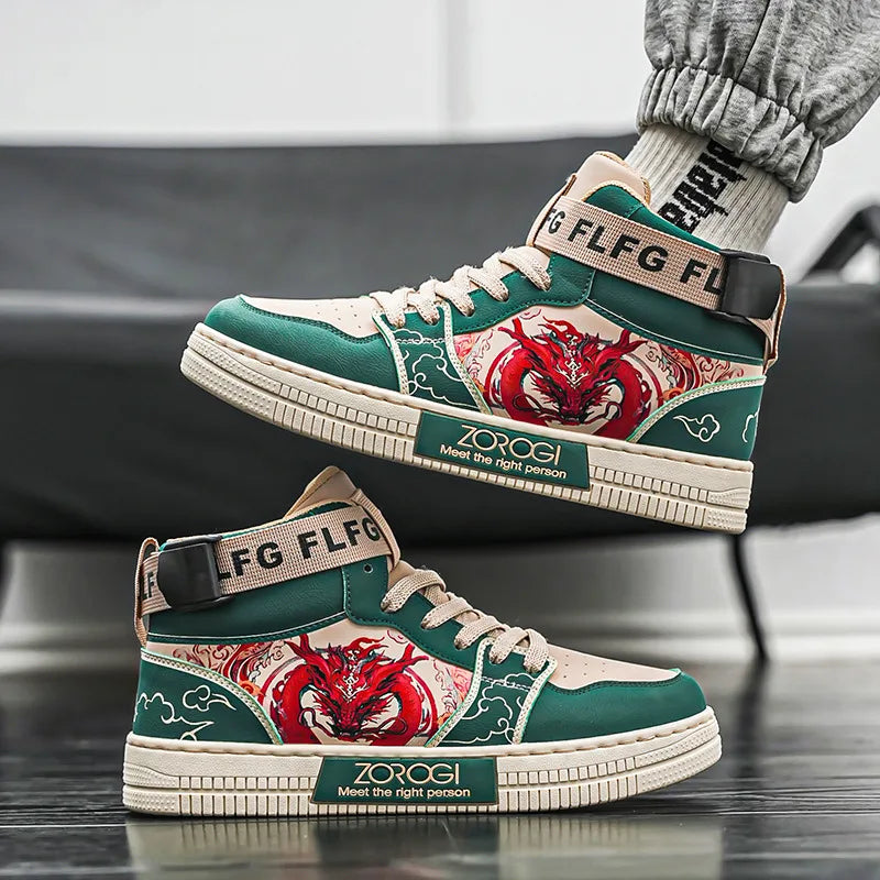 High-end Men's Sneakers with Fashionable Printed Patterns