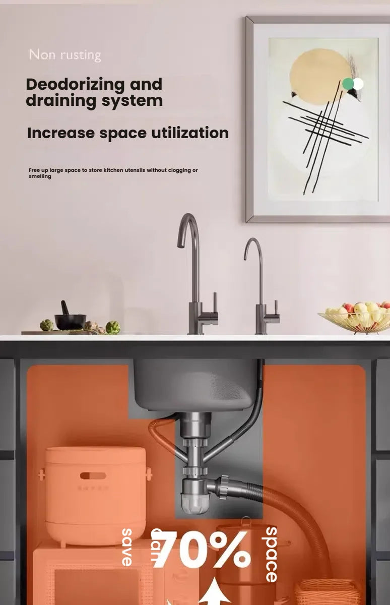 Mini Stainless Steel Kitchen Sink Wash Vegetable and Dish Basin Household Scratch Resistance Bar Balcony Round Small Single Slot - Daisan Mart