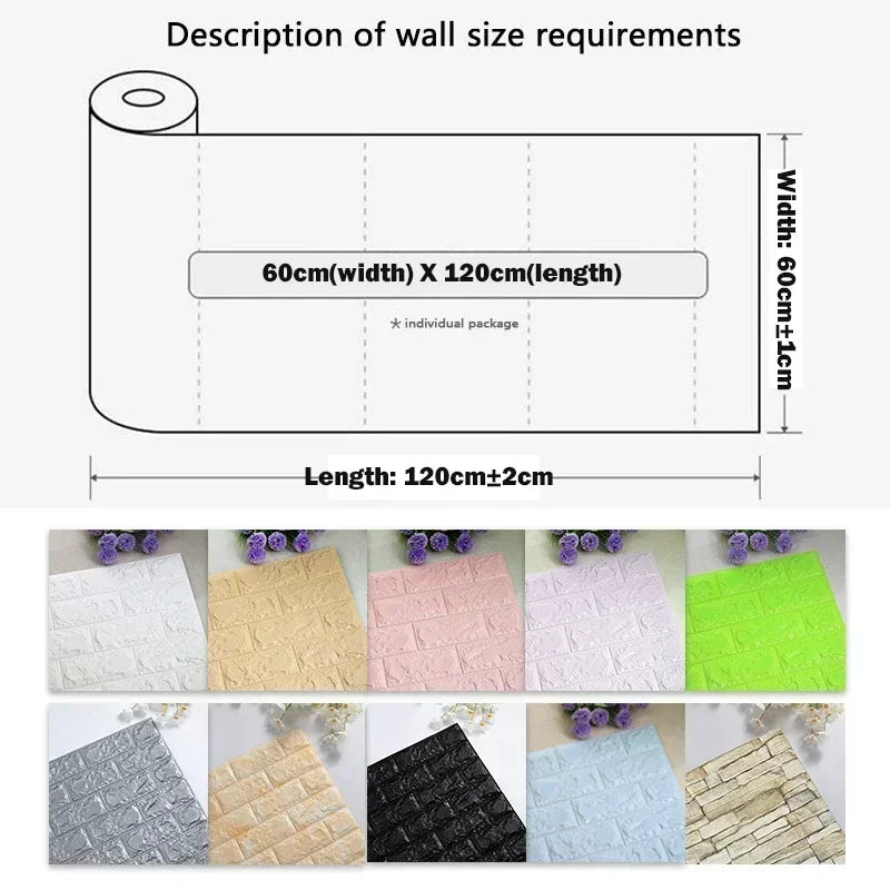 Self-Adhesive Foam Wallpaper Sticker 3D Imitation Brick Wall Sticker for Living Room Bedroom Home Kitchen Bathroom Decoration
