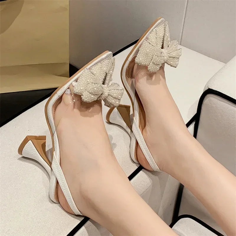 Dép Cao Gót PVC Trong Suốt Nơ Bướm Thời Trang Nữ - Daisan Mart