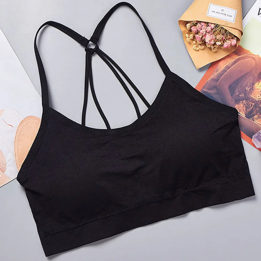 Áo lót thể thao nữ không đường may dây bản rộng - Daisan Mart