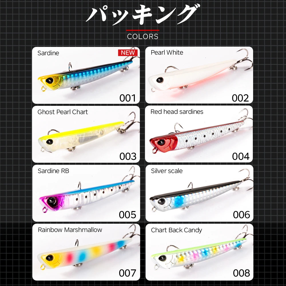 Hunthouse Sinking Pencil Fishing Lure 75mm/8g Bay RUF MANIC Stickbait BKK Hook Hard Lure For Seabass Fish Tackle lw507