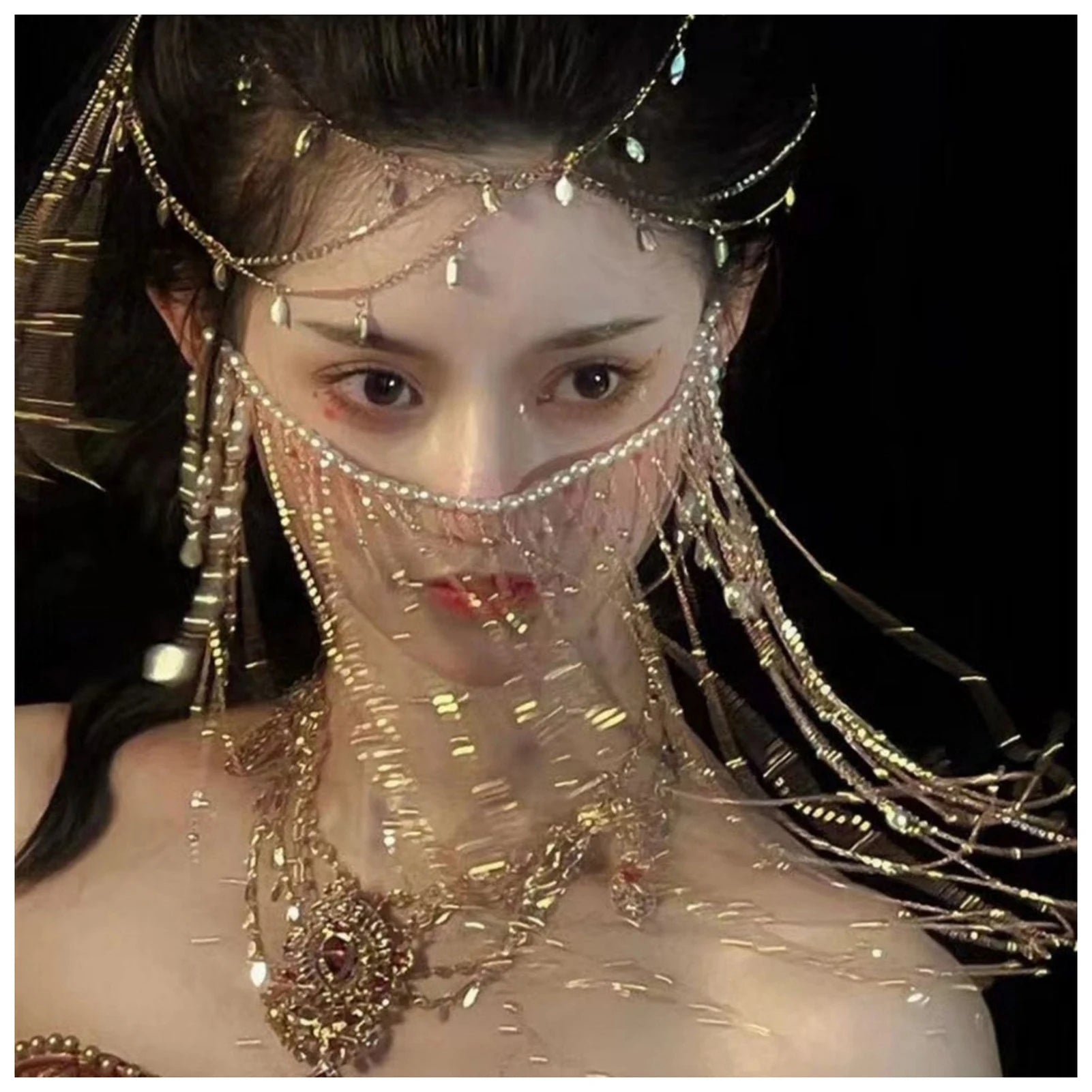 Trâm Cài Tóc Nữ Đá Đỏ Sang Trọng Hoa Rủ Quyến Rũ