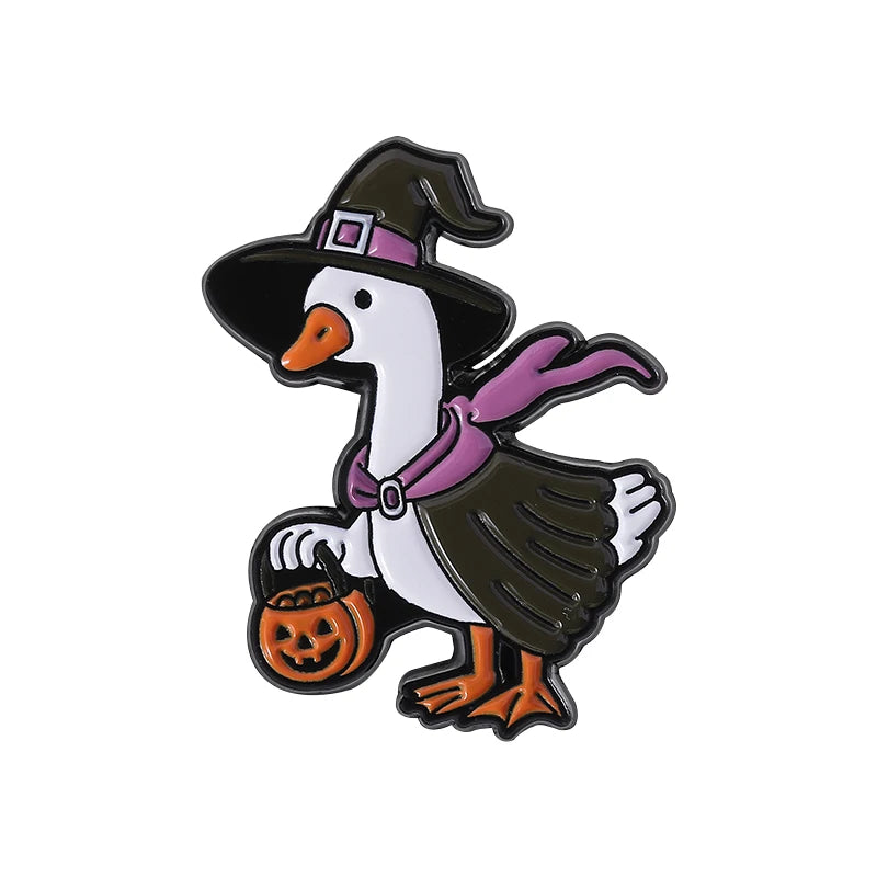 Halloween Pumpkin Animal Enamel Pins Ghost Capybara Grim Reaper Duck Spooky Season Brooches Lapel Badge Jewelry Gift for Friends