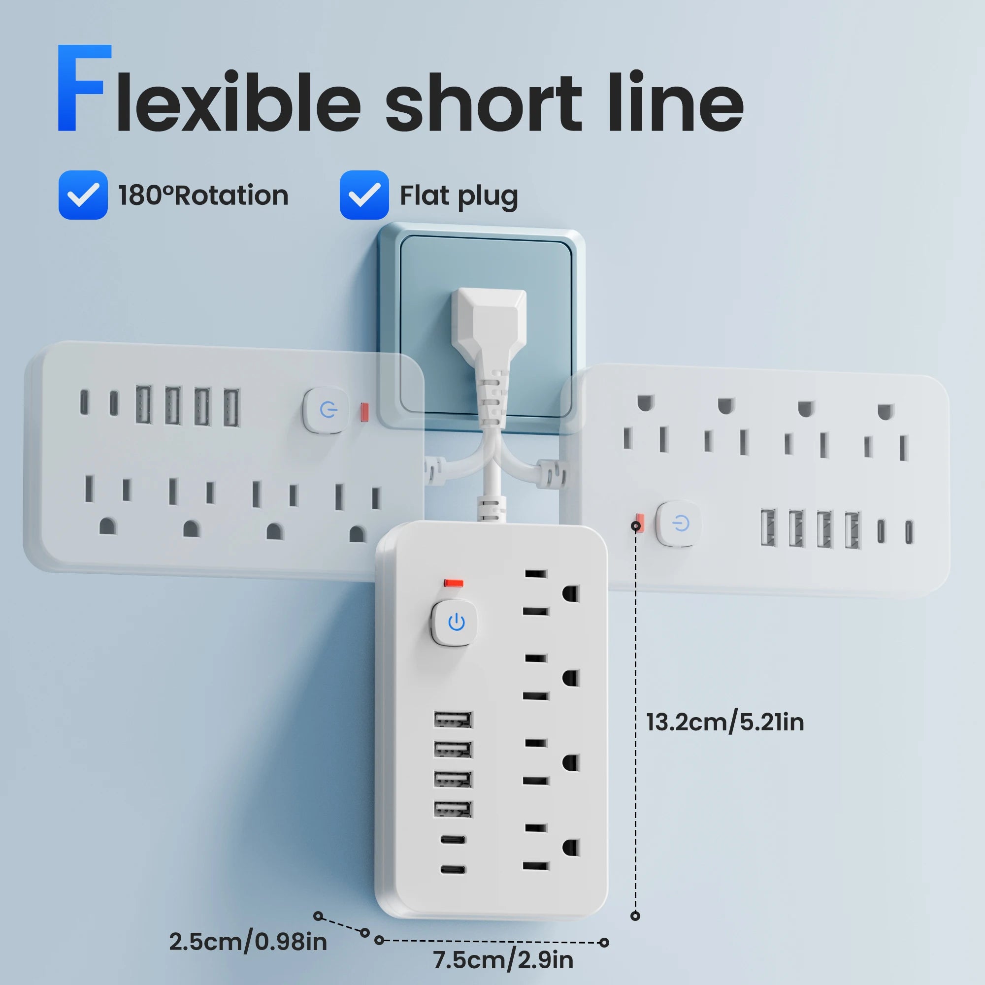 Ổ Điện 10in1 Đa Năng, 4 USB-C, Chống Sét, Bảo Vệ An Toàn