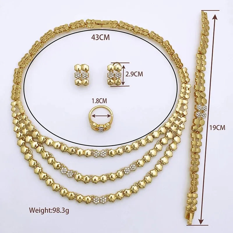 Women's Gold Jewelry Set - Fashion Bijoux Necklace Set