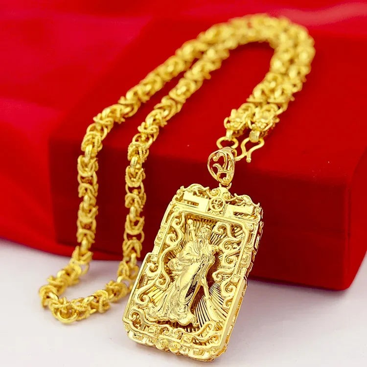 Luxurious 24K Gold Guanyin Men's Necklace