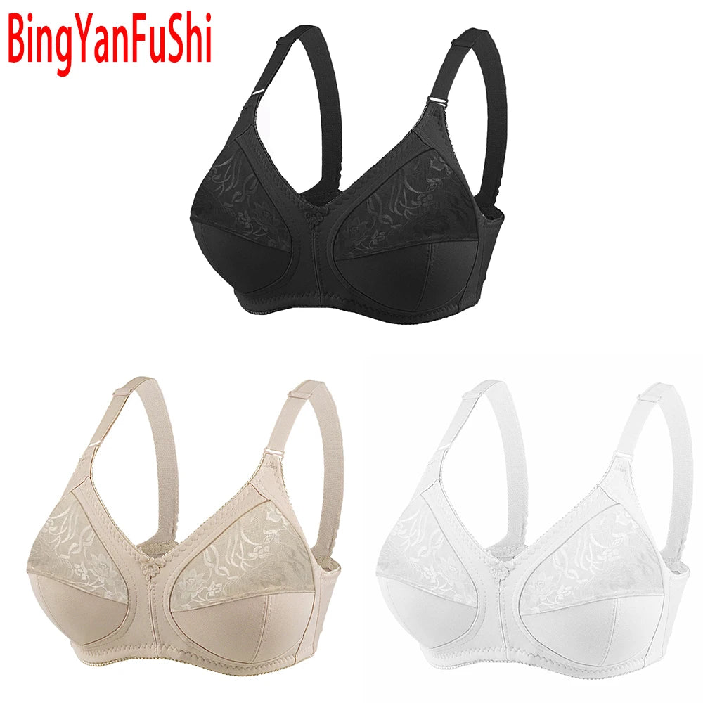 Wire-Free, Molded, Lace Support Bra for Moms