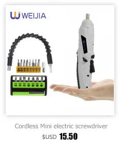Mini Cordless Electric Screwdriver Pistol Rechargeable LED DIY 7-Piece