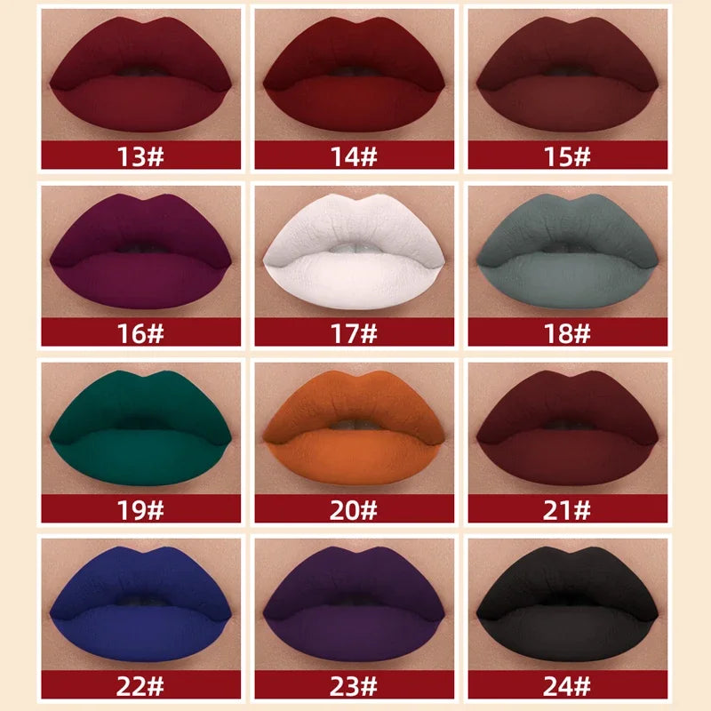 Long-lasting Matte Lipstick 24 Colors - Attractive &amp; Waterproof