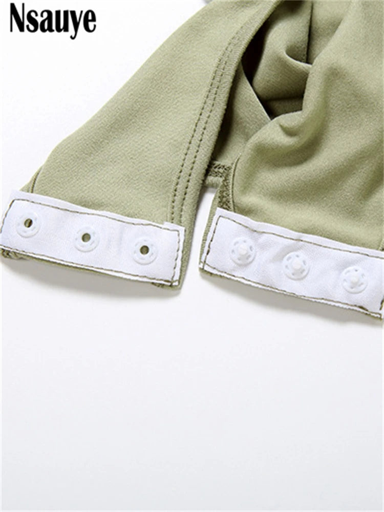 Nsauye 2025 Autumn Winter New Women Sexy Long Sleeve Hooded Bodysuit Streetwear Fashion Body Tops Fashion Solid Lady Jumpsuit