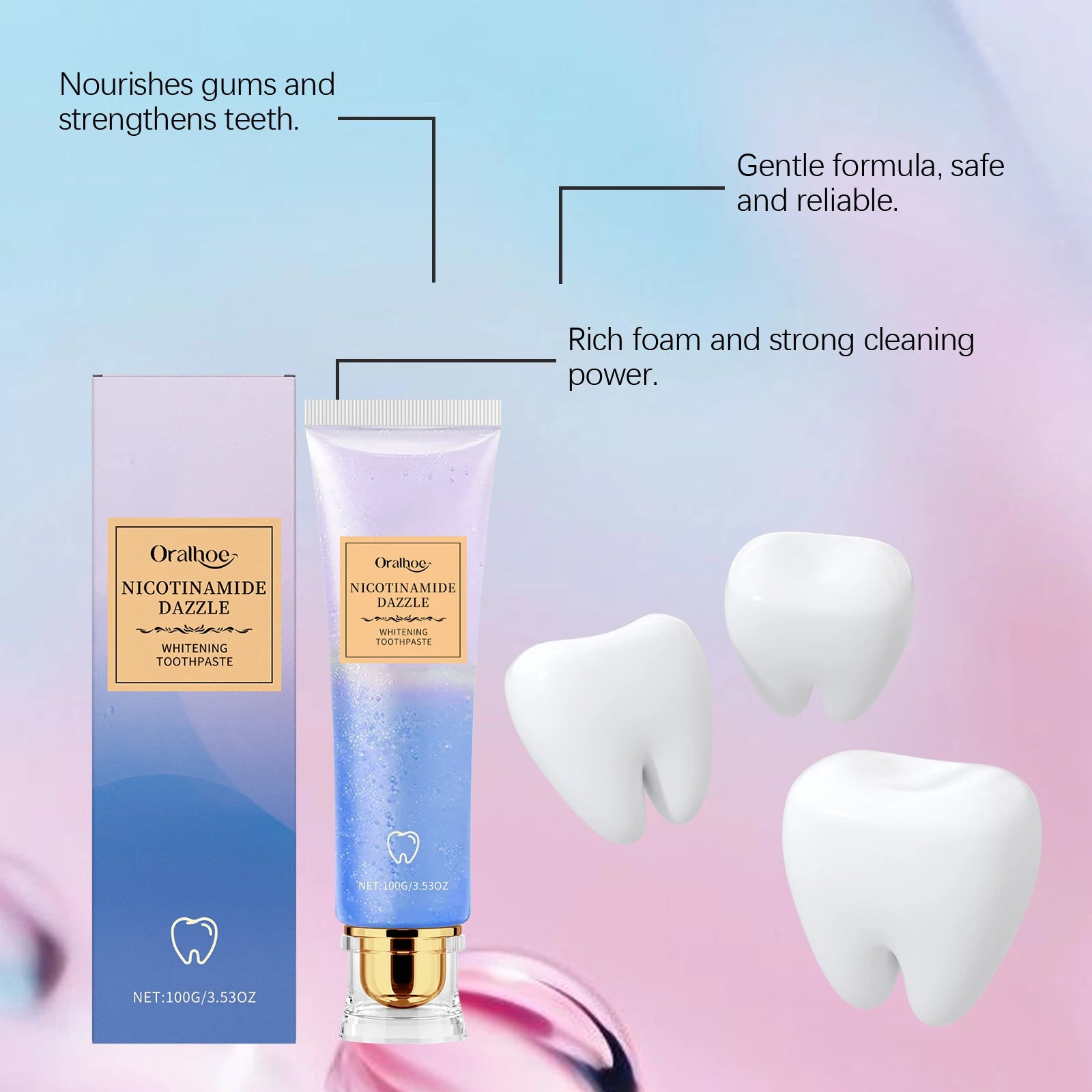 Niacinamide Corrector Toothpaste Whitening Teeth Stain Plaque Remover Protect Enamel Reduce Yellowing Tooth Refreshing Oral Care - Daisan Mart