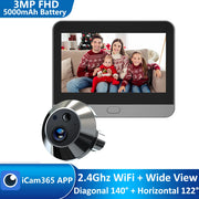 Smart 3MP Mini Digital Peephole Door Camera 2.4Ghz WiFi Infrared IR Night Vision PIR Motion Detection Digital Viewer iCam365 APP