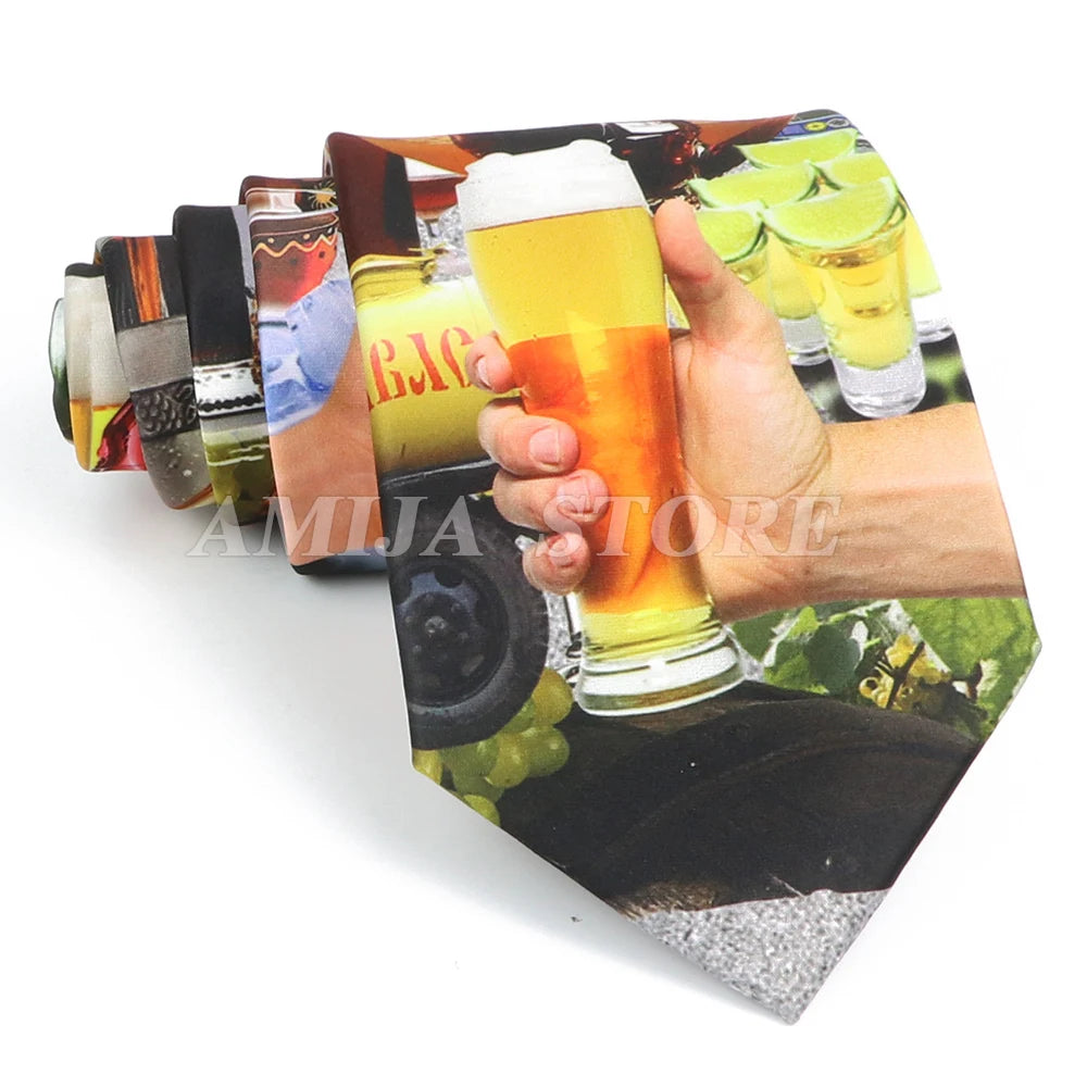 男士復古塗鴉圖案仿絲領帶 8厘米