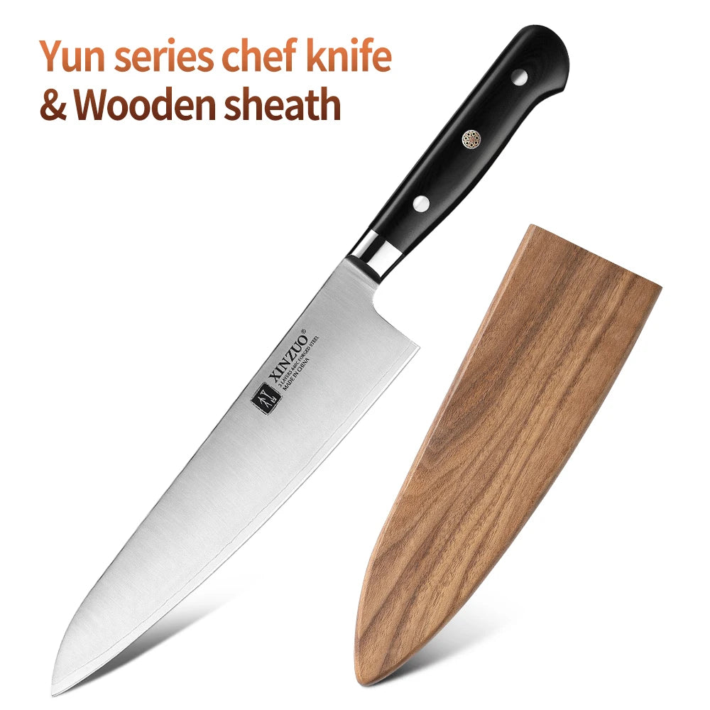 XINZUO 210mm Chef Knife 3 Layer 440C Core Clad Steel Kitchen Knives Stainless Steel Sharp Butchers Gyutou Knife with G10 Handle - Daisan Mart