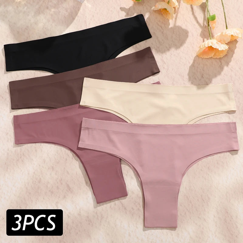 Set of 3 Sexy Ice Silk Low-Waist Ultra-Thin Women's Panties