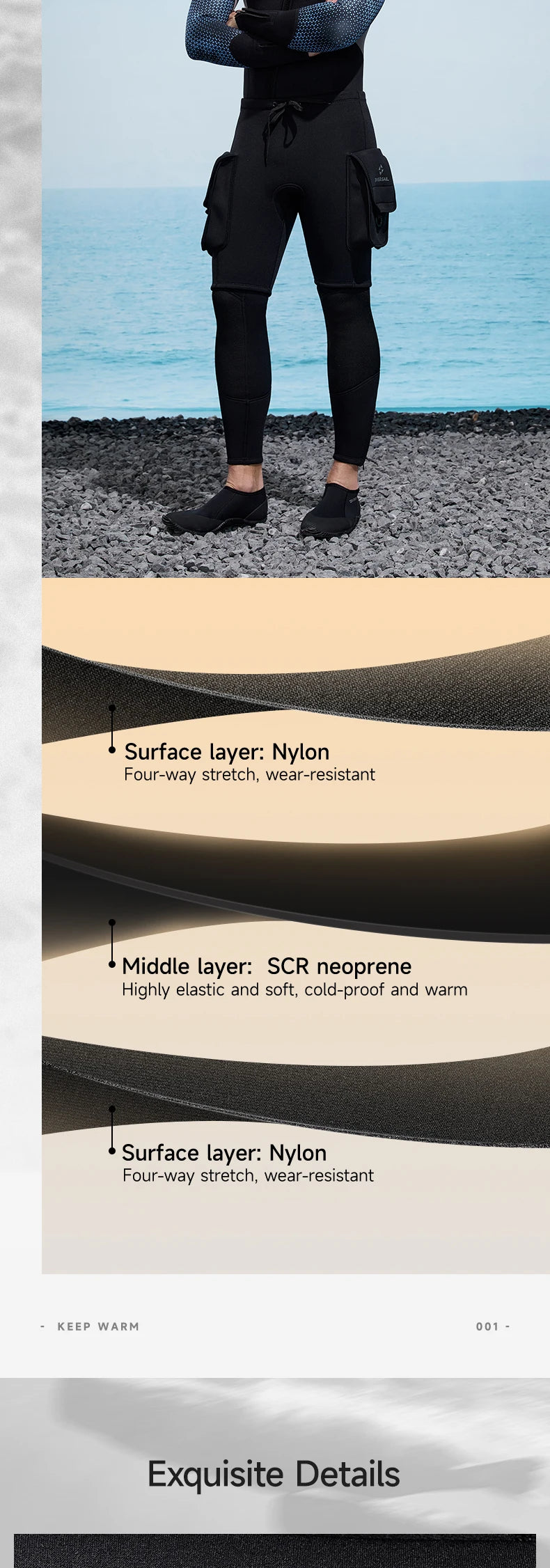 Quần Lặn Nam 3mm Neoprene Có Túi - Đồ Bơi Thể Thao