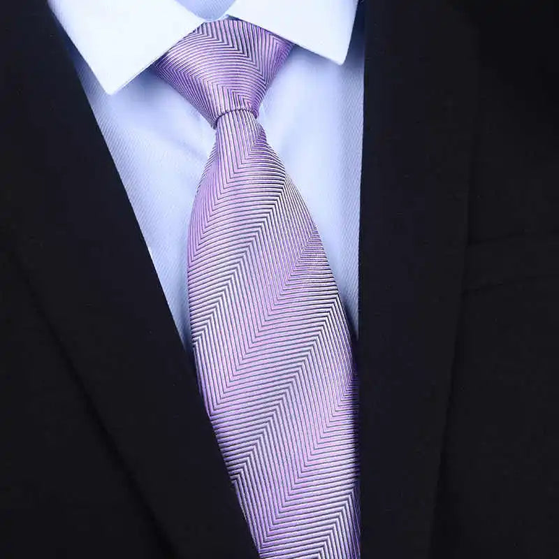 Cà Vạt Lụa Tơ Tằm Nam Cao Cấp Họa Tiết Sọc 8CM