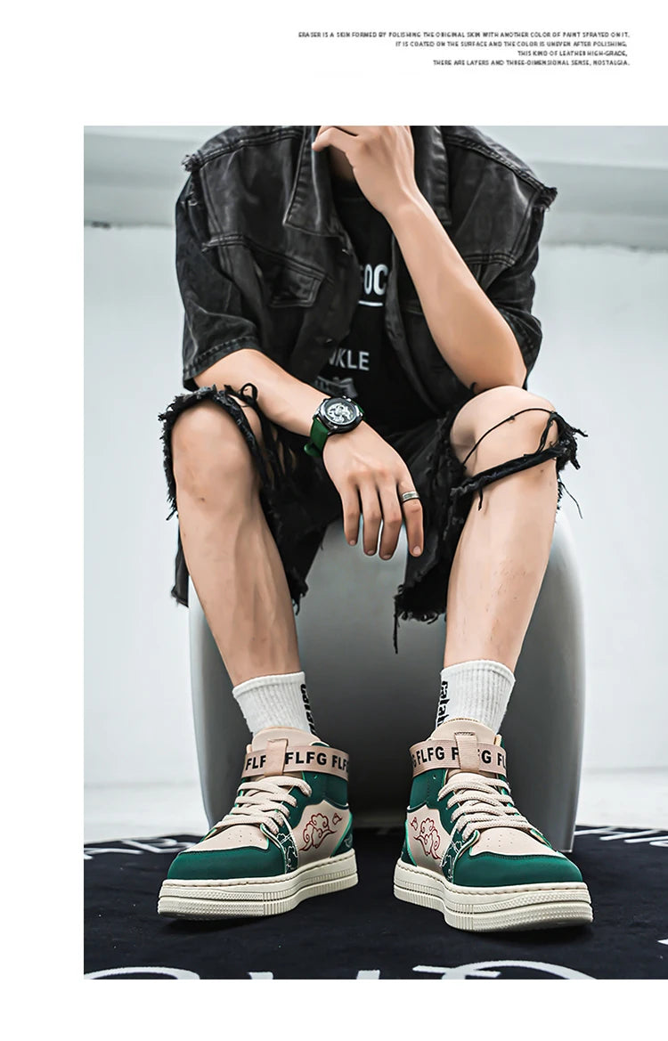 High-end Men's Sneakers with Fashionable Printed Patterns