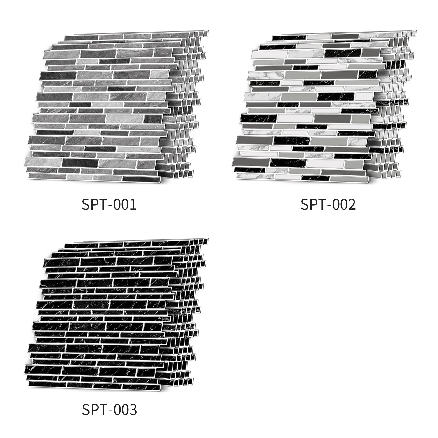 1/12PCS Classic Black and White Mosaic Splicing Wall Stickers Living Room Kitchen Waterproof Self Adhesive PVC Tile Stickers