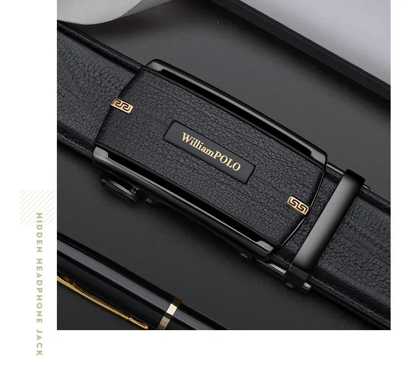 New 2024 high quality men's leather belt with automatic buckle