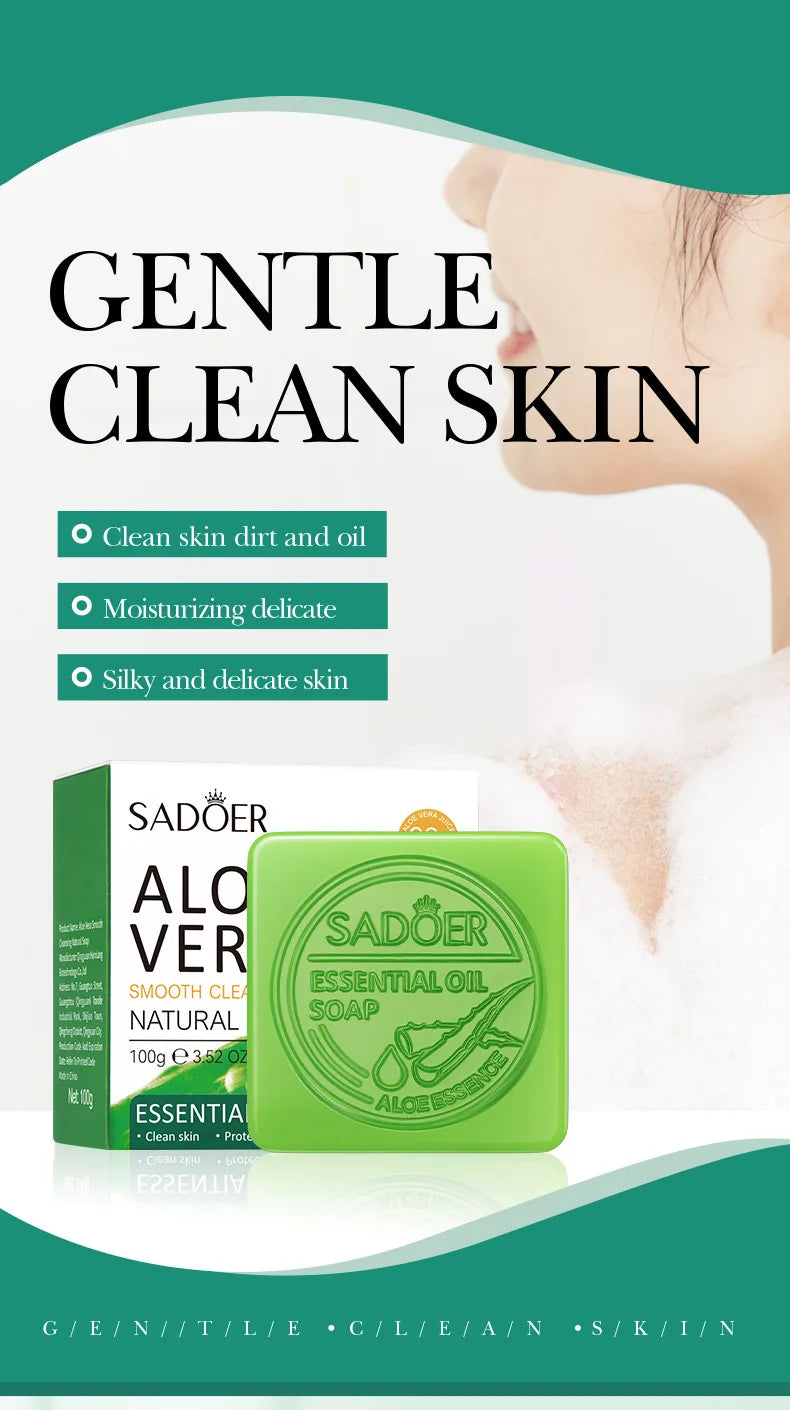 Aloe Vera Smooth Cleansing Natural Soap Cleansing Smooth Handmade Essential Oil Soap100g - Daisan Mart