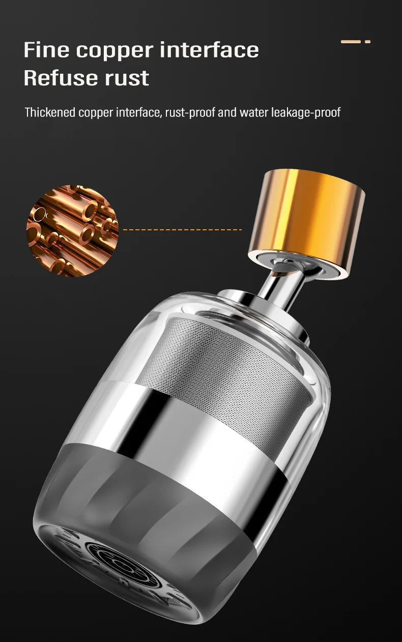 3-Mode Stainless Steel Faucet 360° Rotation Dual Filter Kitchen