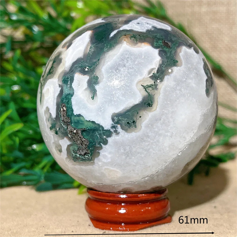 Moss Agate Ball - Spiritual Power &amp; Decoration