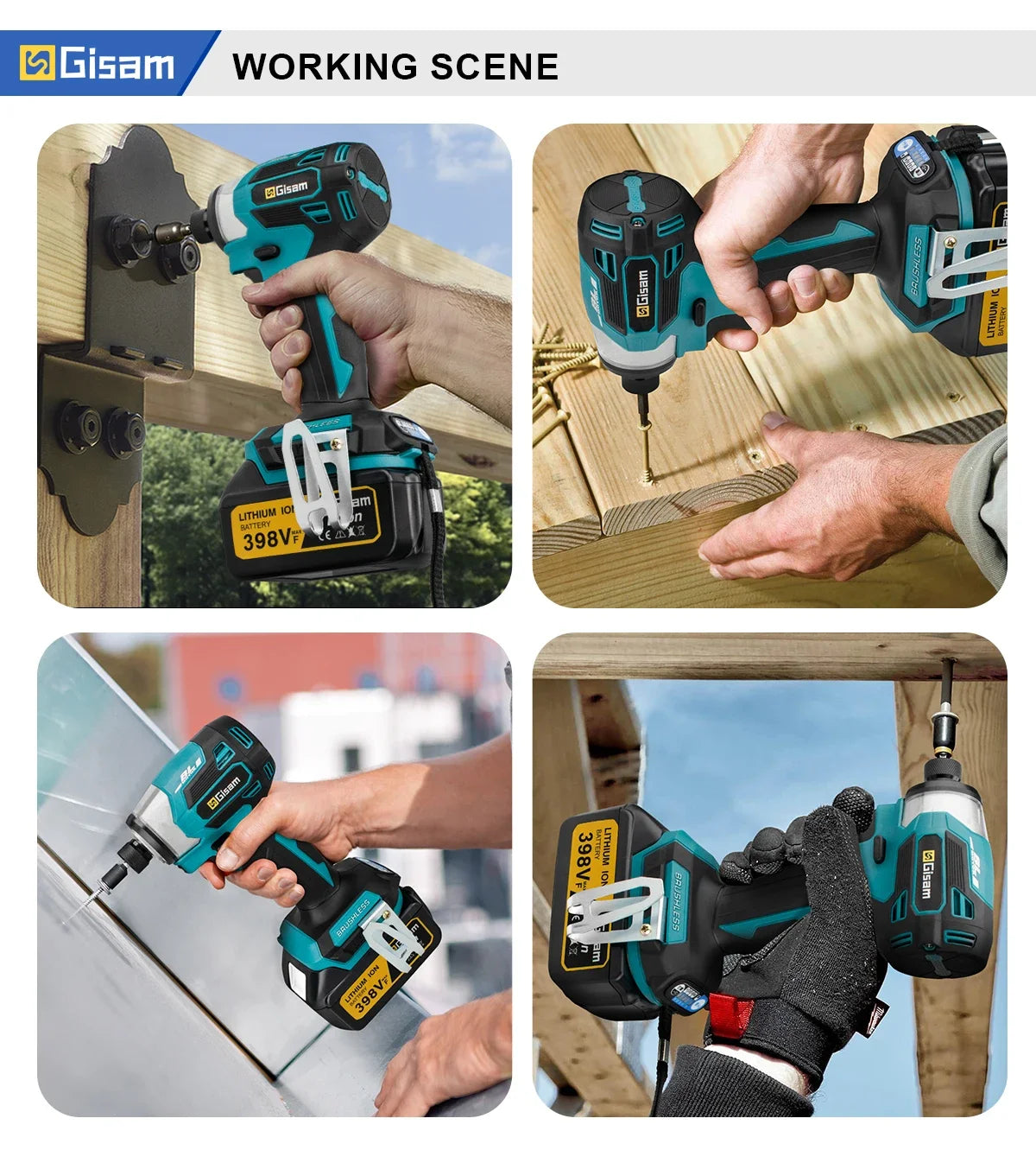 688N.m 1/4'' Brushless Electric Screwdriver Cordless Screwdriver Electric Drill Impact Driver Kit for Makita 18V Battery Battery