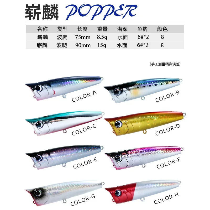 Mồi Giả Câu Cá MUKUN Popper Nổi 8.5-30g
