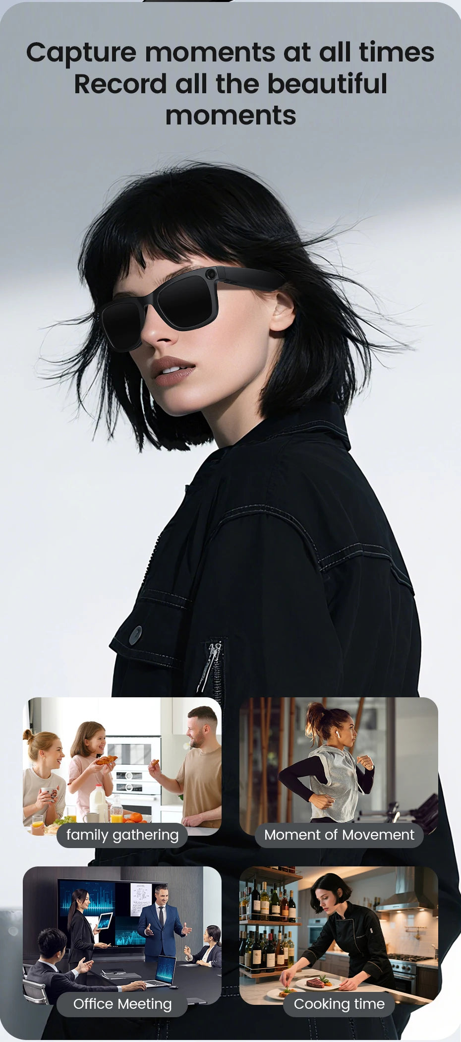 Smart Glasses HD Camera Anti-Shake Noise Reduction