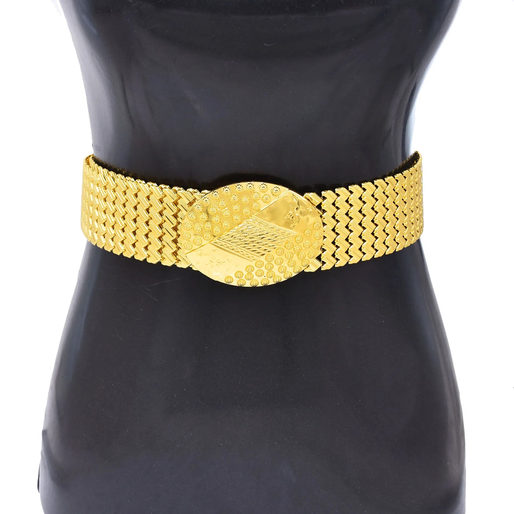 Gold Plated Engraved Flower Belt - Women's Body Jewelry