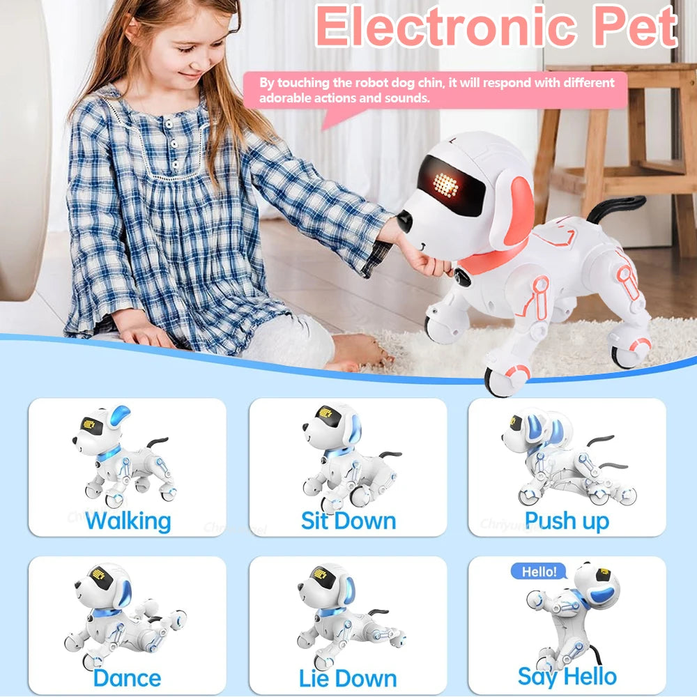 RC Robot Dog Electronic Stunt Pet Interactive Touch Programmable Smart Walking Dancing Kids Birthday Gift for Kids Boys Girls - Daisan Mart