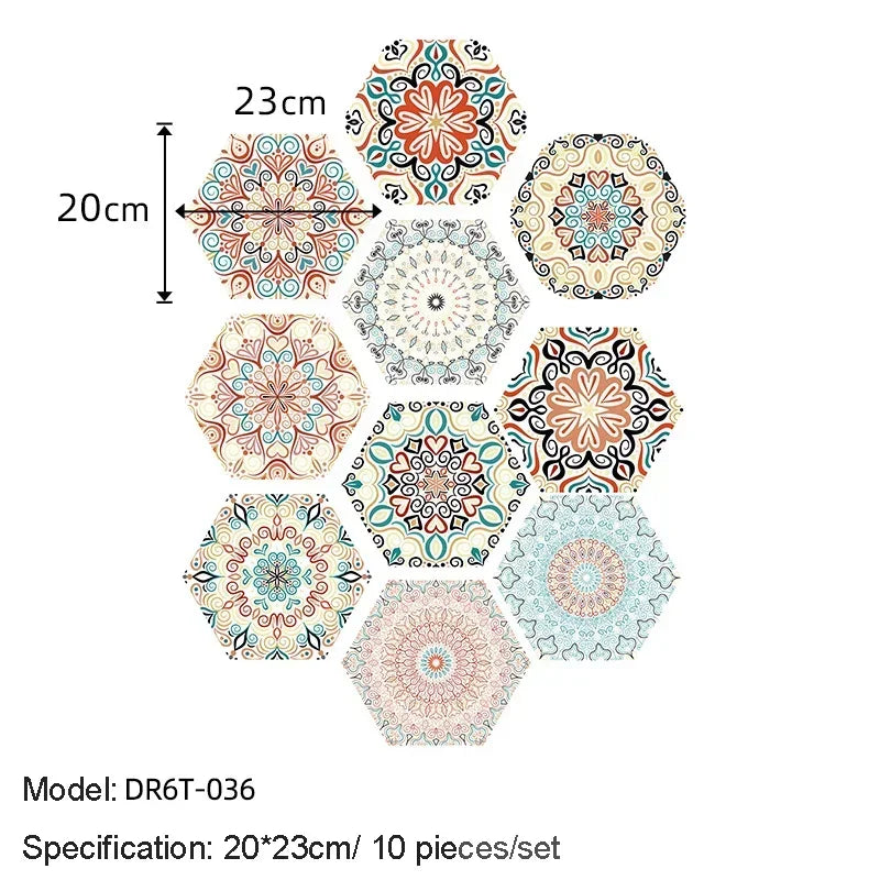 10/20PCS Wall Sticker Hexagon Self Adhesive Waterproof Vinyl PVC Floor Tile Wallpaper Sticker Kitchen Bathroom Home Decoration