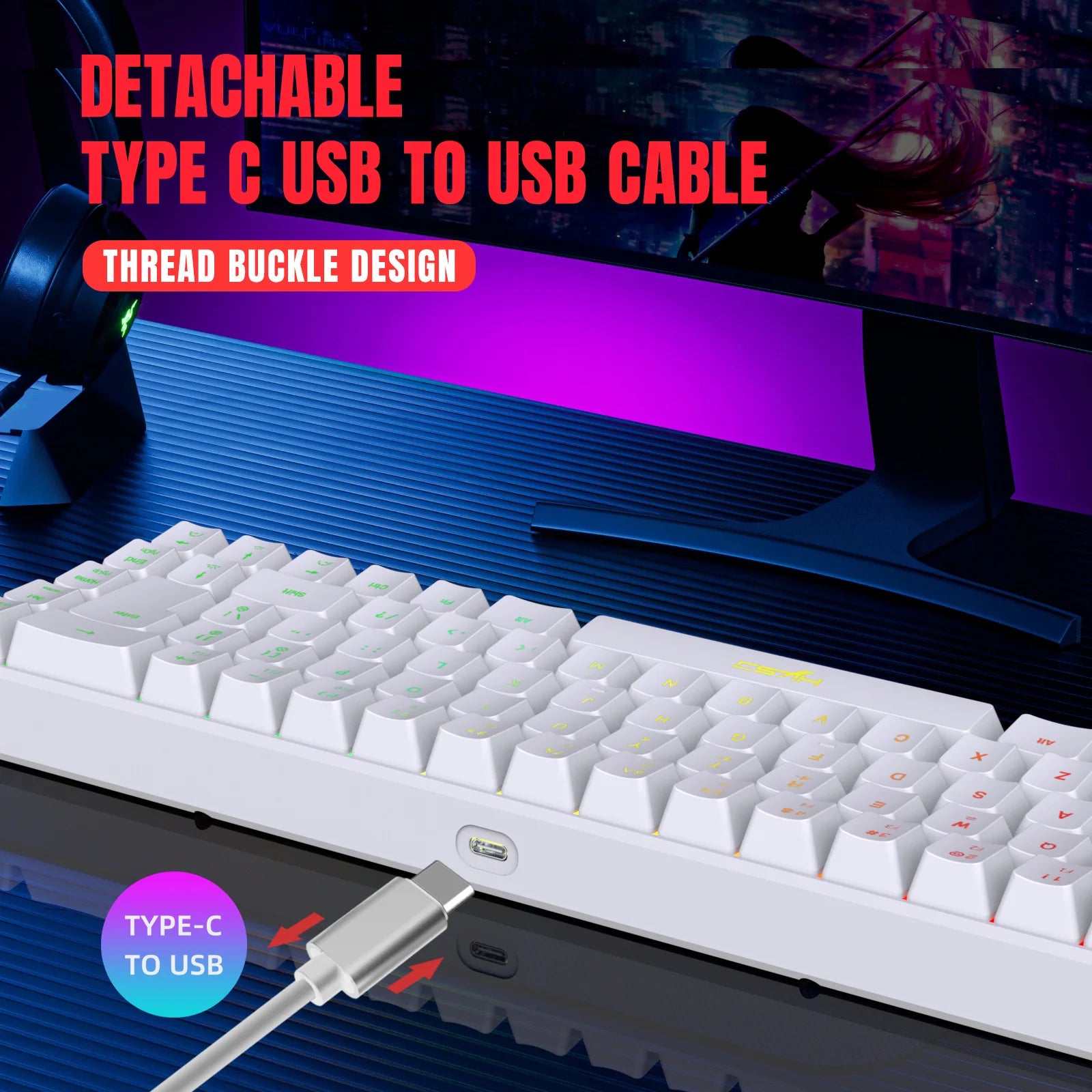 Compact 68 Key RGB Keyboard For Laptop &amp; Game